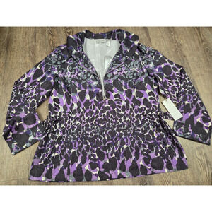 Chico’s Zenergy NWT Pizie Dot Rain Jacket Purple Black Zip Up Lightweight XL - 3